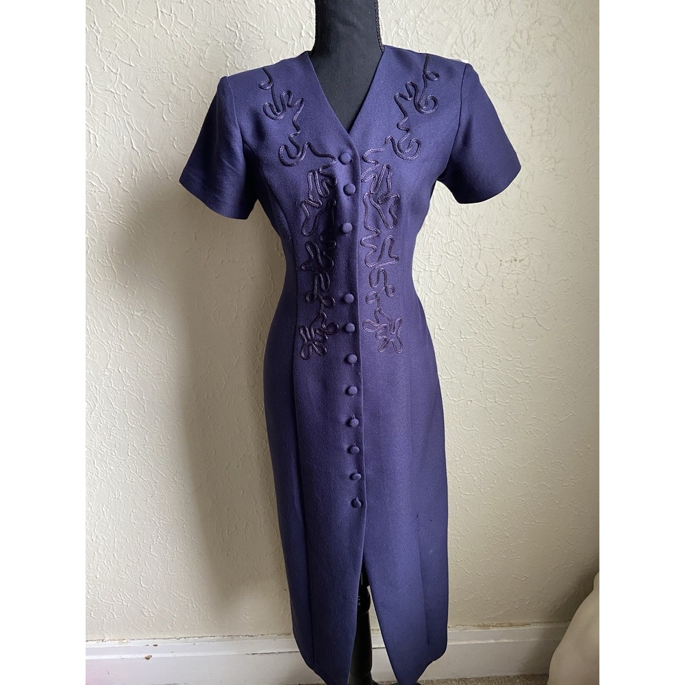 Vintage 90s Jamie Brooke Maxi Dress Womens Sz 4 Navy Sailor Retro Classic Modest